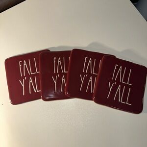 Set of 4 Red Fall Y'all Coasters